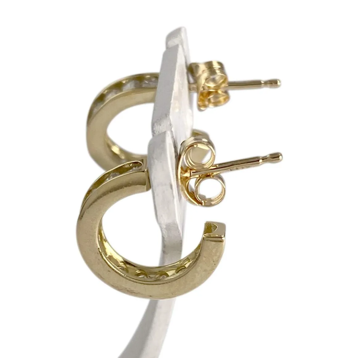 Boucles d'oreilles d'occasion or 750 jaune diamants
