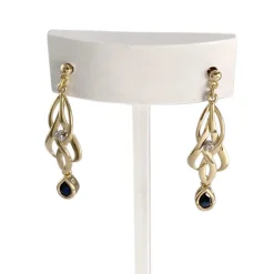Boucles d'oreilles d'occasion or 750 jaune diamant saphir