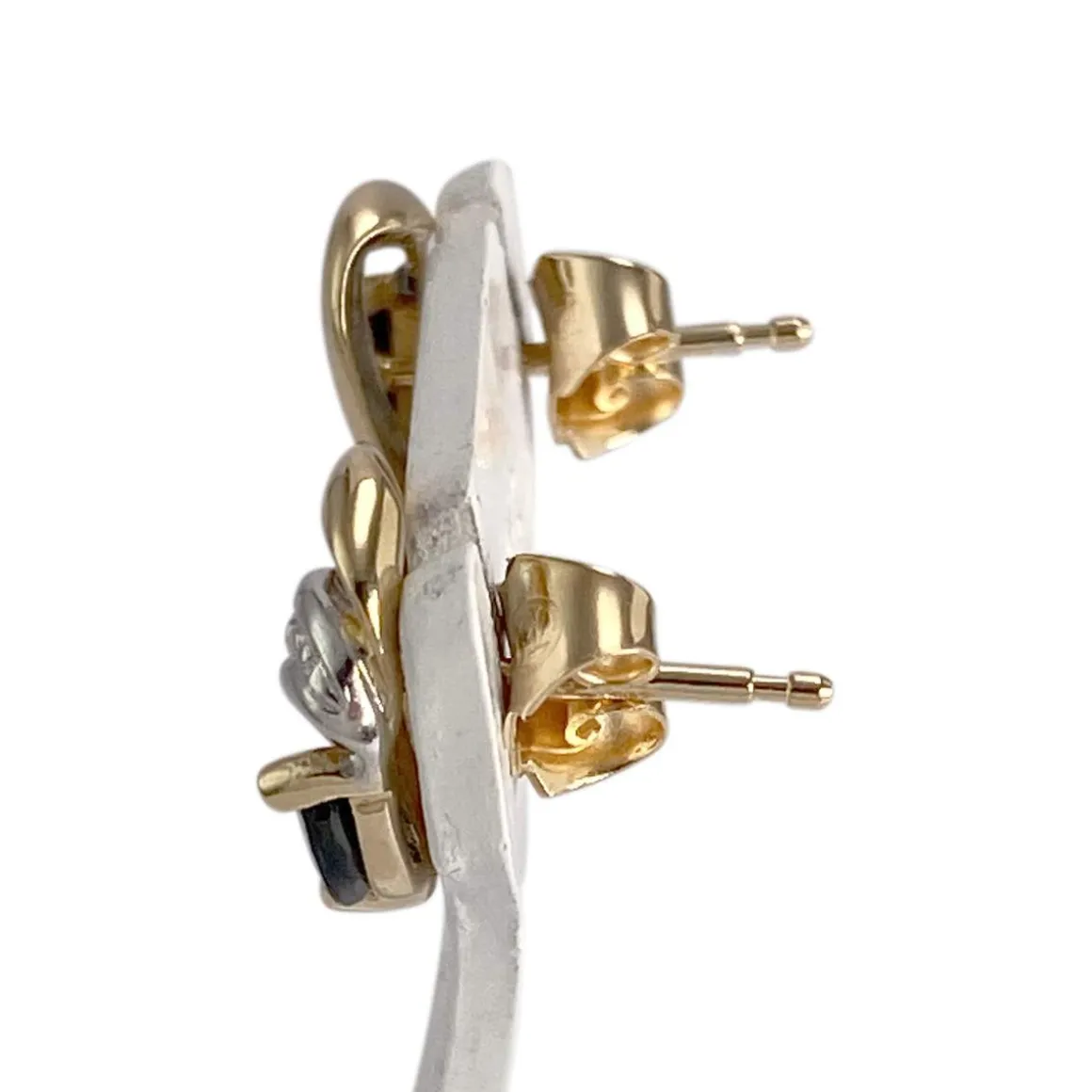 Boucles d'oreilles d'occasion 2 ors 750 saphir diamant