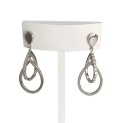 Boucles d'oreilles d'occasion or 750 blanc diamants