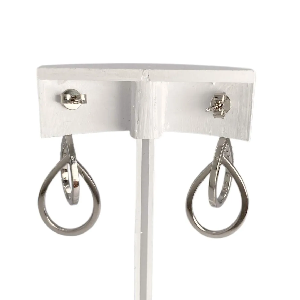 Boucles d'oreilles d'occasion or 750 blanc diamants