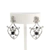 Boucles d'oreilles d'occasion or 750 blanc saphirs diamants