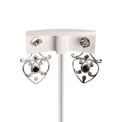 Boucles d'oreilles d'occasion or 750 blanc saphirs diamants