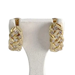 Boucles d'oreilles d'occasion or 750 jaune diamants