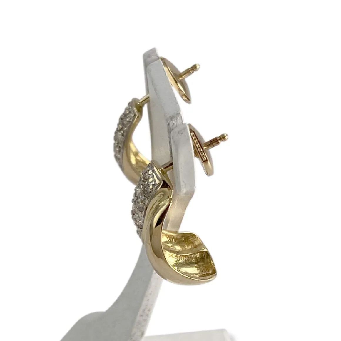Boucles d'oreilles d'occasion or 750 2 tons diamants