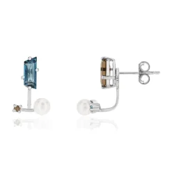 Boucles d'oreilles MATY Or 375 blanc pierres fines