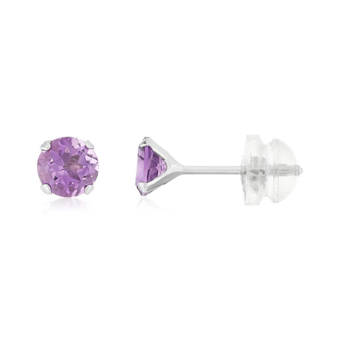 Boucles d'oreilles or 375 blanc améthystes 0.94 carat