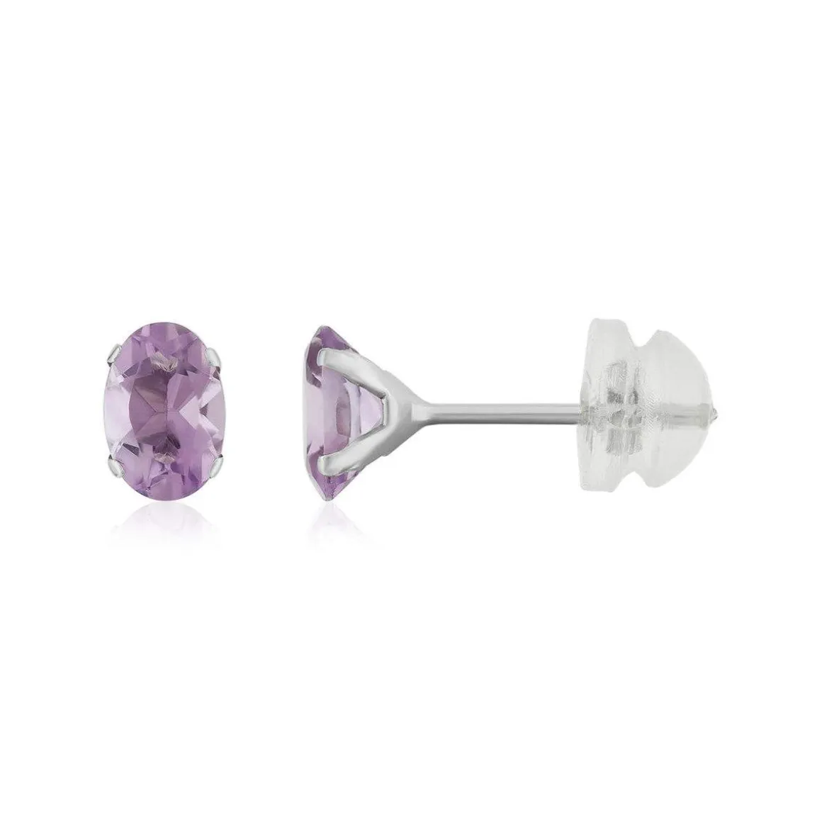 Boucles d'oreilles or 375 blanc améthystes 0.84 carat