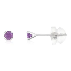 Boucles d'oreilles or 375 blanc améthystes 0.24 carat