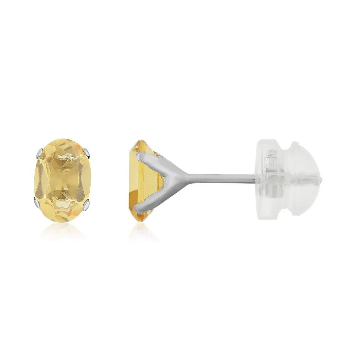 Boucles d'oreilles or 375 blanc citrines 0.84 carat