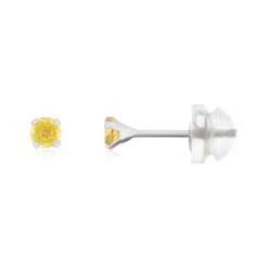 Boucles d'oreilles or 375 blanc citrines 0.19 carat