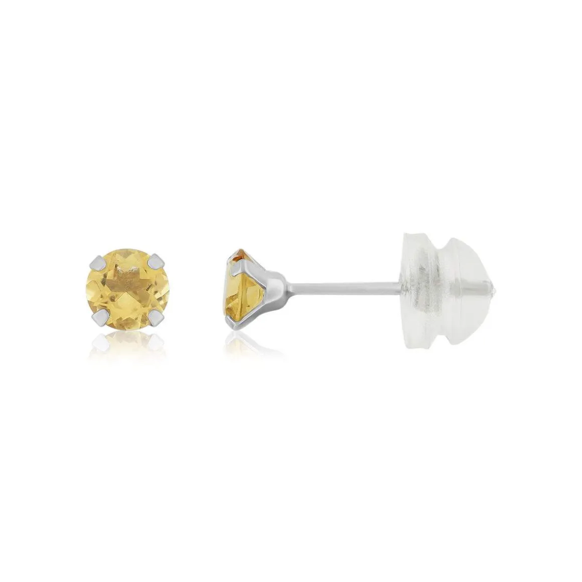 Boucles d'oreilles or 375 blanc citrines 0.34 carat