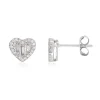 Boucles d'oreilles or 375 blanc coeurs diamants rectangulaires