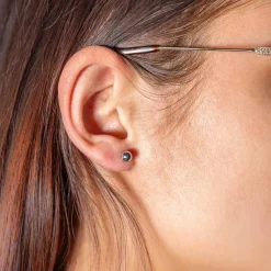 Boucles d'oreilles or 375 blanc diam 5 mm