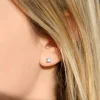 Boucles d'oreilles or 750 blanc diamants synthétiques 0.50ct