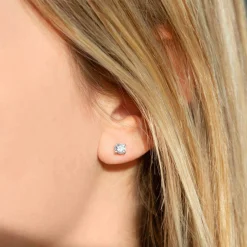 Boucles d'oreilles or 750 blanc diamants synthétiques 0.50ct