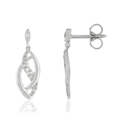 Boucles d'oreilles or blanc 375 diamants