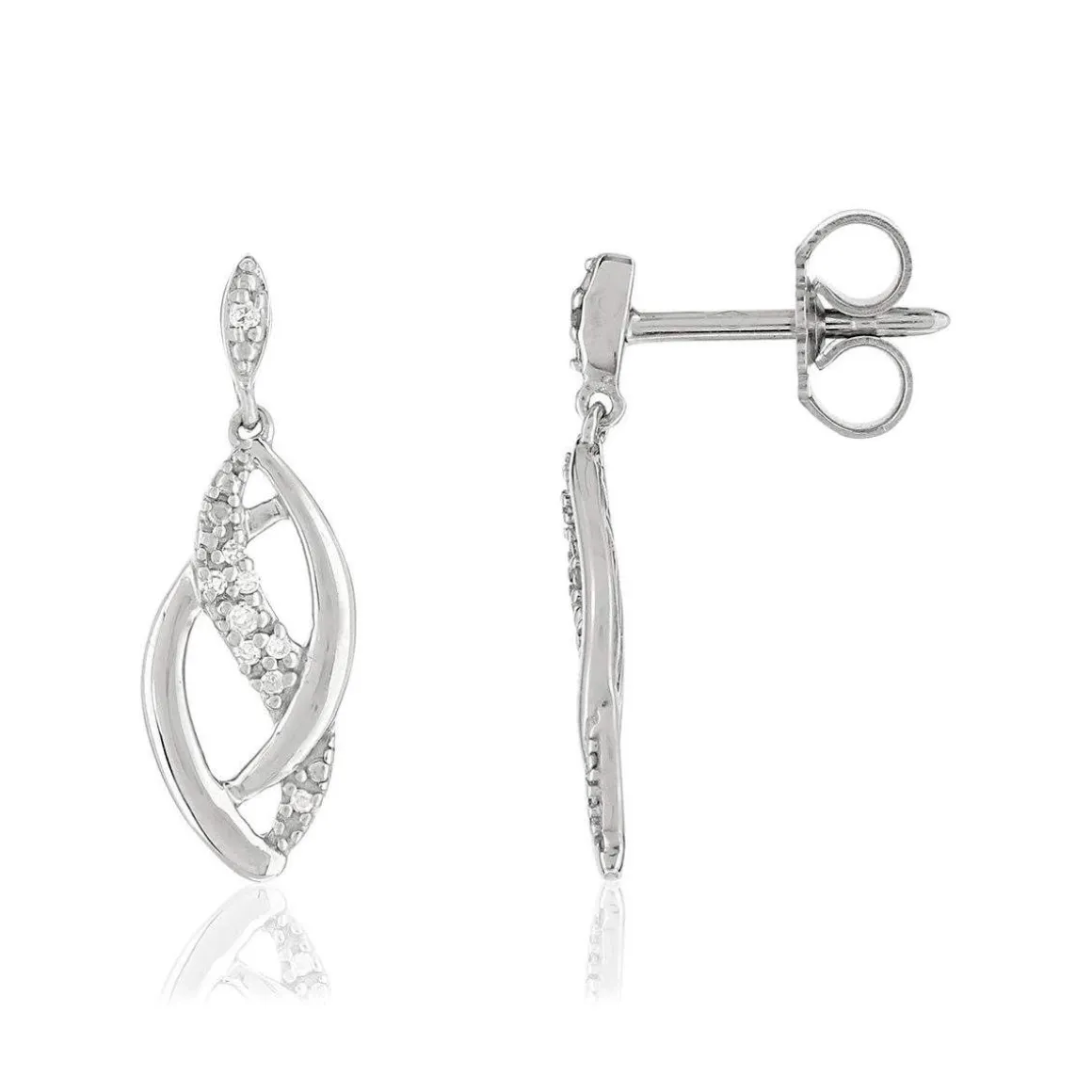 Boucles d'oreilles or blanc 375 diamants