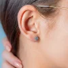 Boucles d'oreilles or 750 blanc diamants