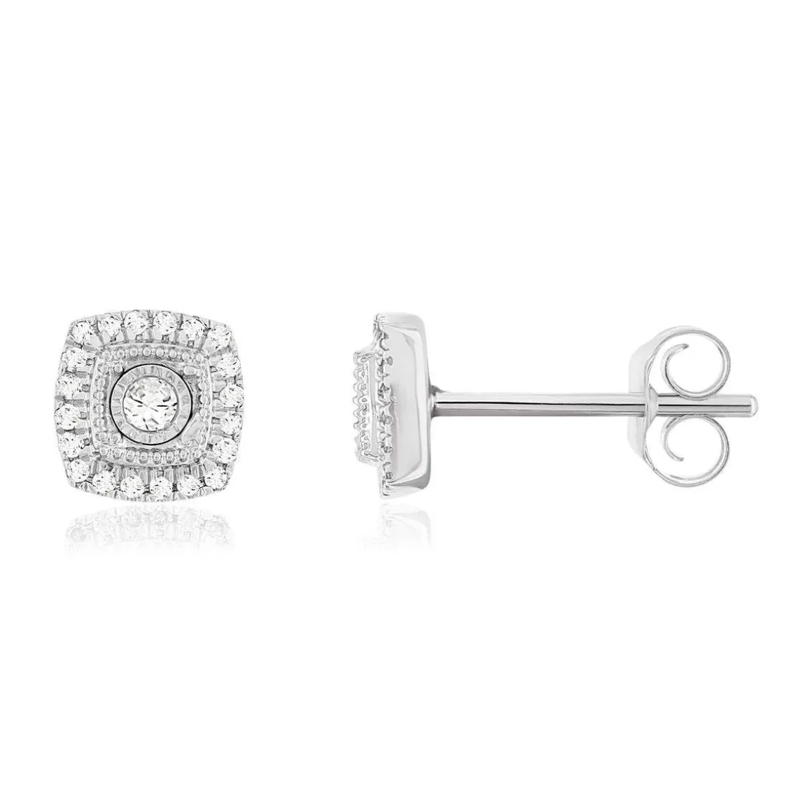 Boucles d'oreilles or 750 blanc diamants