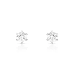 Boucles d'oreilles or 750 blanc diamant