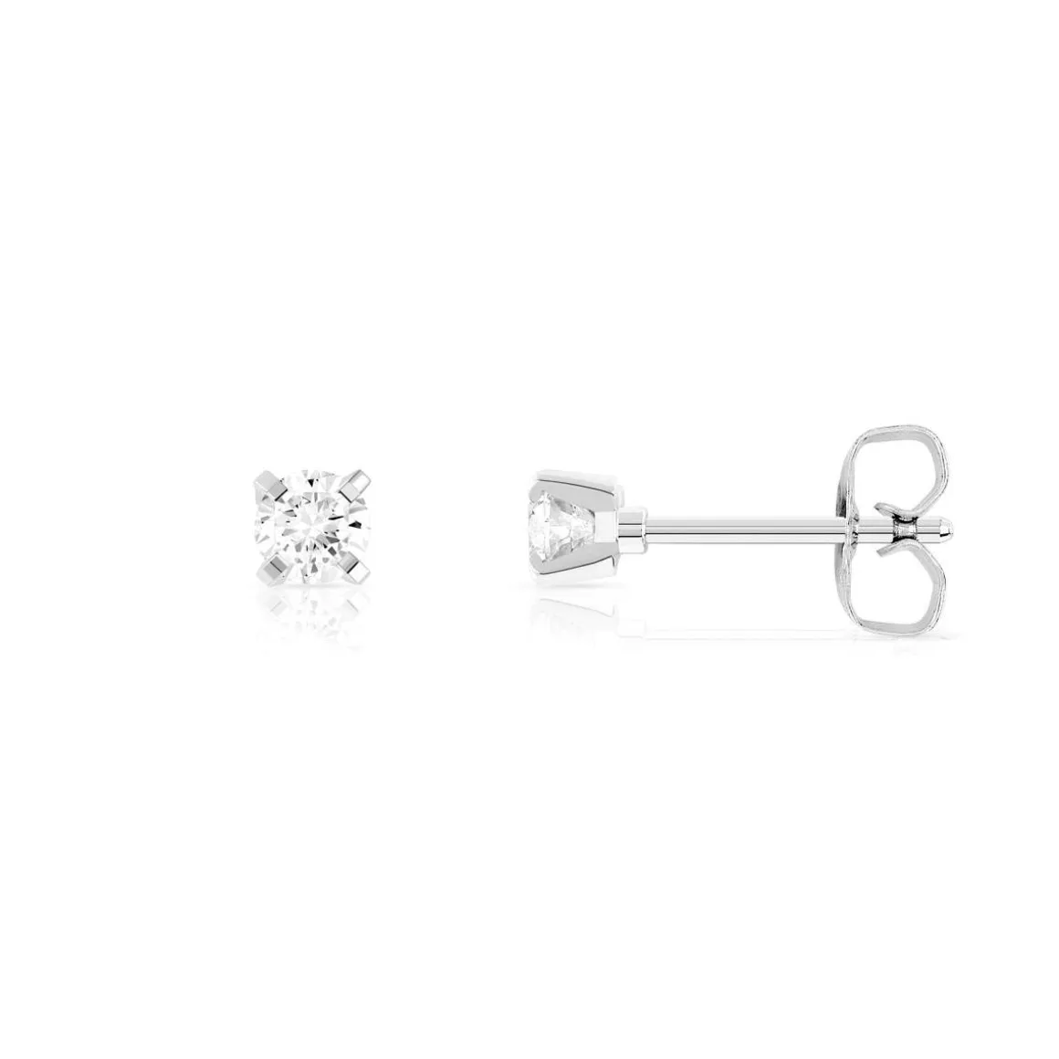 Boucles d'oreilles or 750 blanc diamant