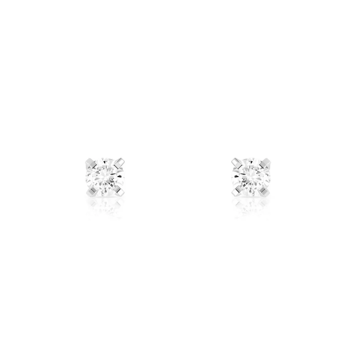 Boucles d'oreilles or 750 blanc diamant