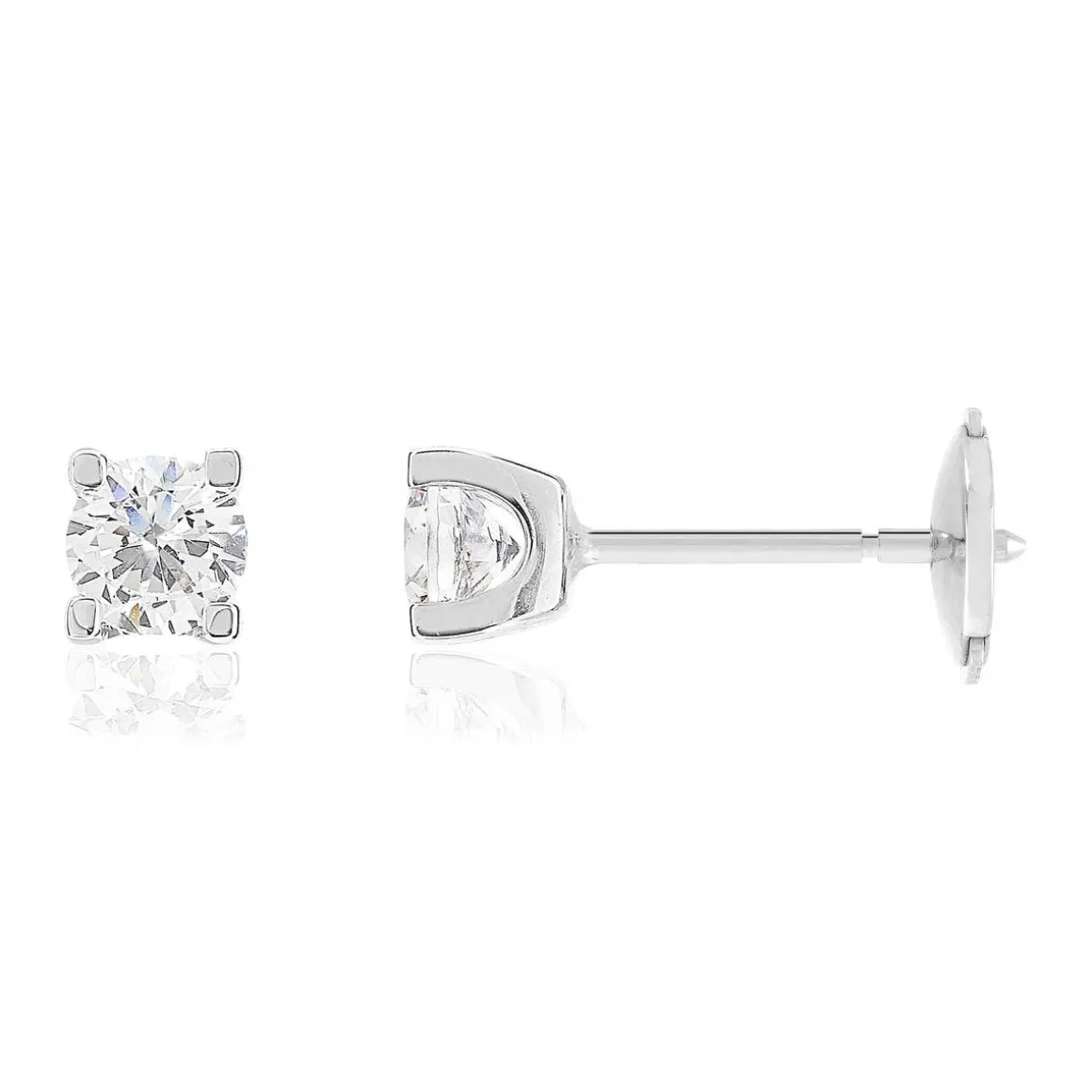 Boucles d'oreilles or 750 blanc diamant HP1 0,5 carat