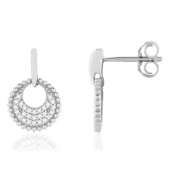 Boucles d'oreilles or blanc 375 diamants