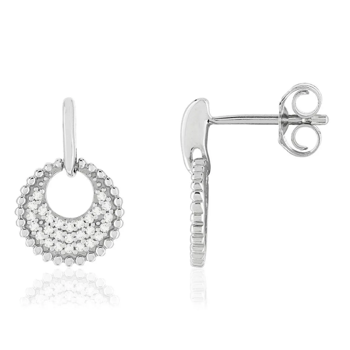 Boucles d'oreilles or blanc 375 diamants