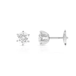 Boucles d'oreilles or 750 blanc diamants synthétiques 1 carat