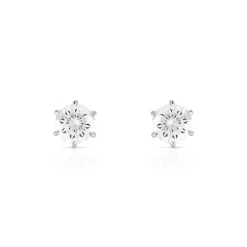 Boucles d'oreilles or 750 blanc diamants synthétiques 1 carat