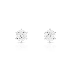 Boucles d'oreilles or 750 blanc diamant