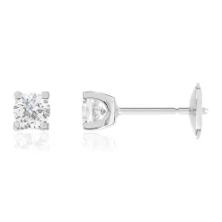 Boucles d'oreilles or blanc 750 diamants synthétiques