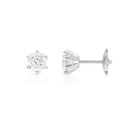 Boucles d'oreilles or 750 blanc diamants synthétiques 0.80 carat