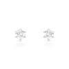 Boucles d'oreilles or 750 blanc diamants synthétiques 0.60 carat