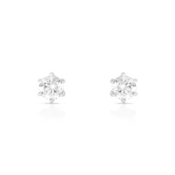 Boucles d'oreilles or 750 blanc diamants synthétiques 0.60 carat