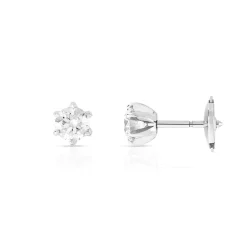 Boucles d'oreilles or 750 blanc diamants synthétiques 0.60 carat