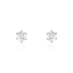 Boucles d'oreilles or 750 blanc diamants synthétiques 0.50 carat