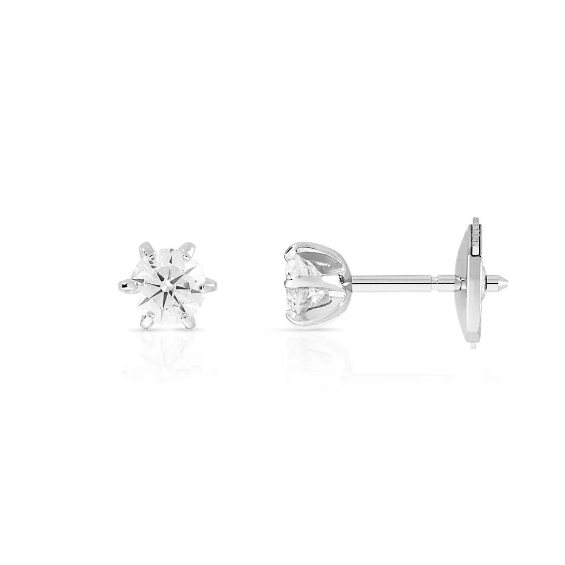Boucles d'oreilles or 750 blanc diamants synthétiques 0.40 carat