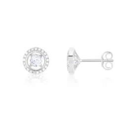 Boucles d'oreilles or 375 blanc diamant