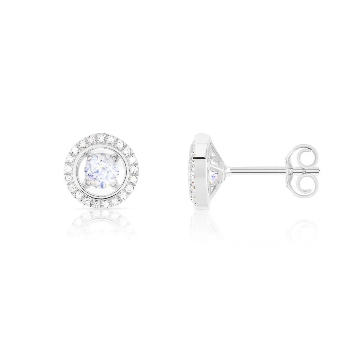 Boucles d'oreilles or 375 blanc diamant