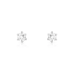 Boucles d'oreilles or 750 blanc diamants synthétiques 0.30 carat
