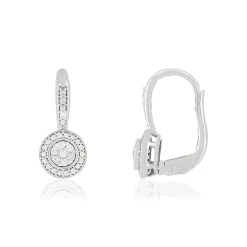 Boucles d'oreilles or 750 blanc dormeuses diamants