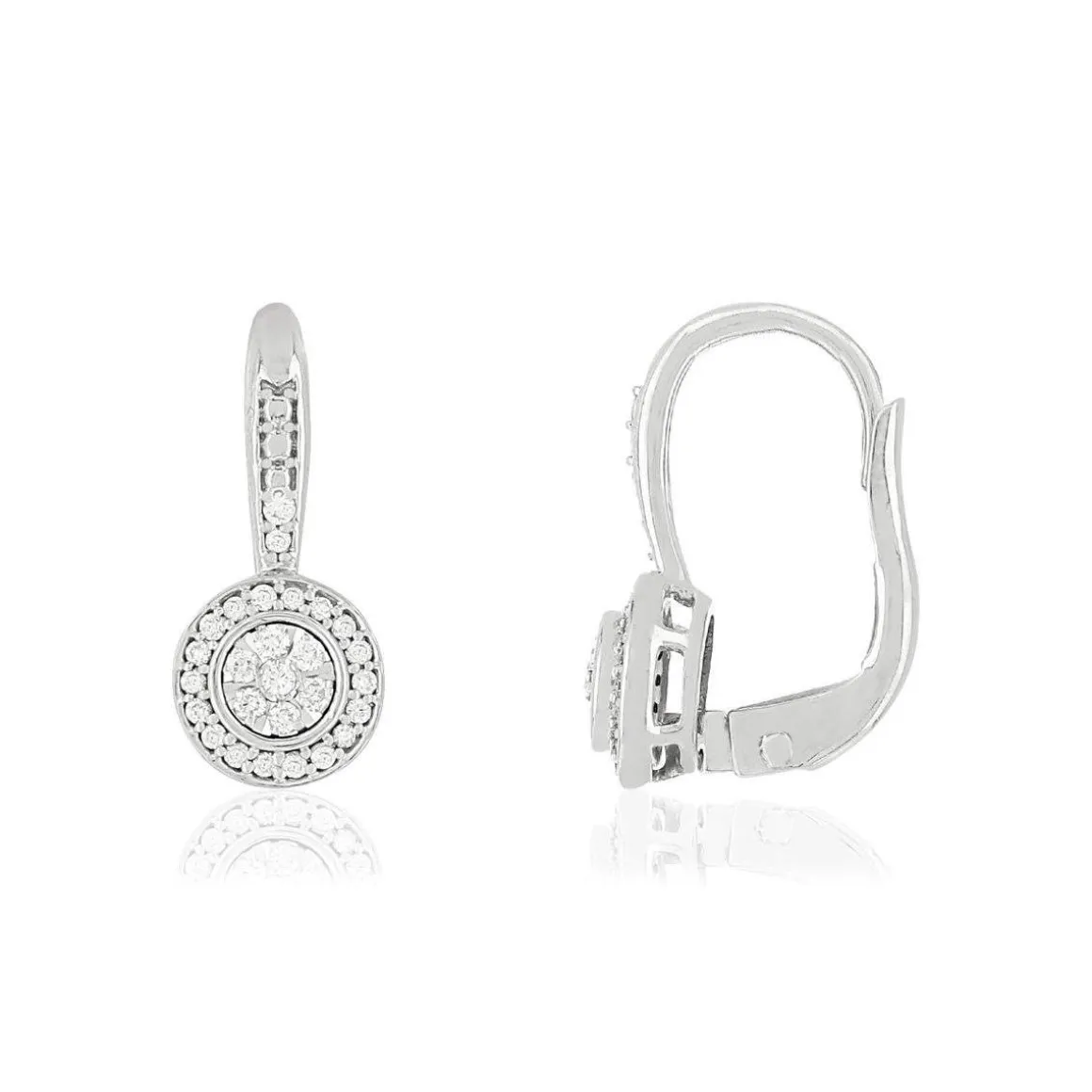 Boucles d'oreilles or 750 blanc dormeuses diamants