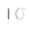 Boucles d'oreilles or 375 blanc dormeuses saphirs et diamants