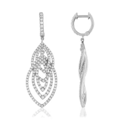 Boucles d'oreilles or blanc 750 et diamants