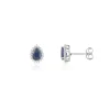 Boucles d'oreilles or 750 blanc gouttes saphirs taille poire et diamants