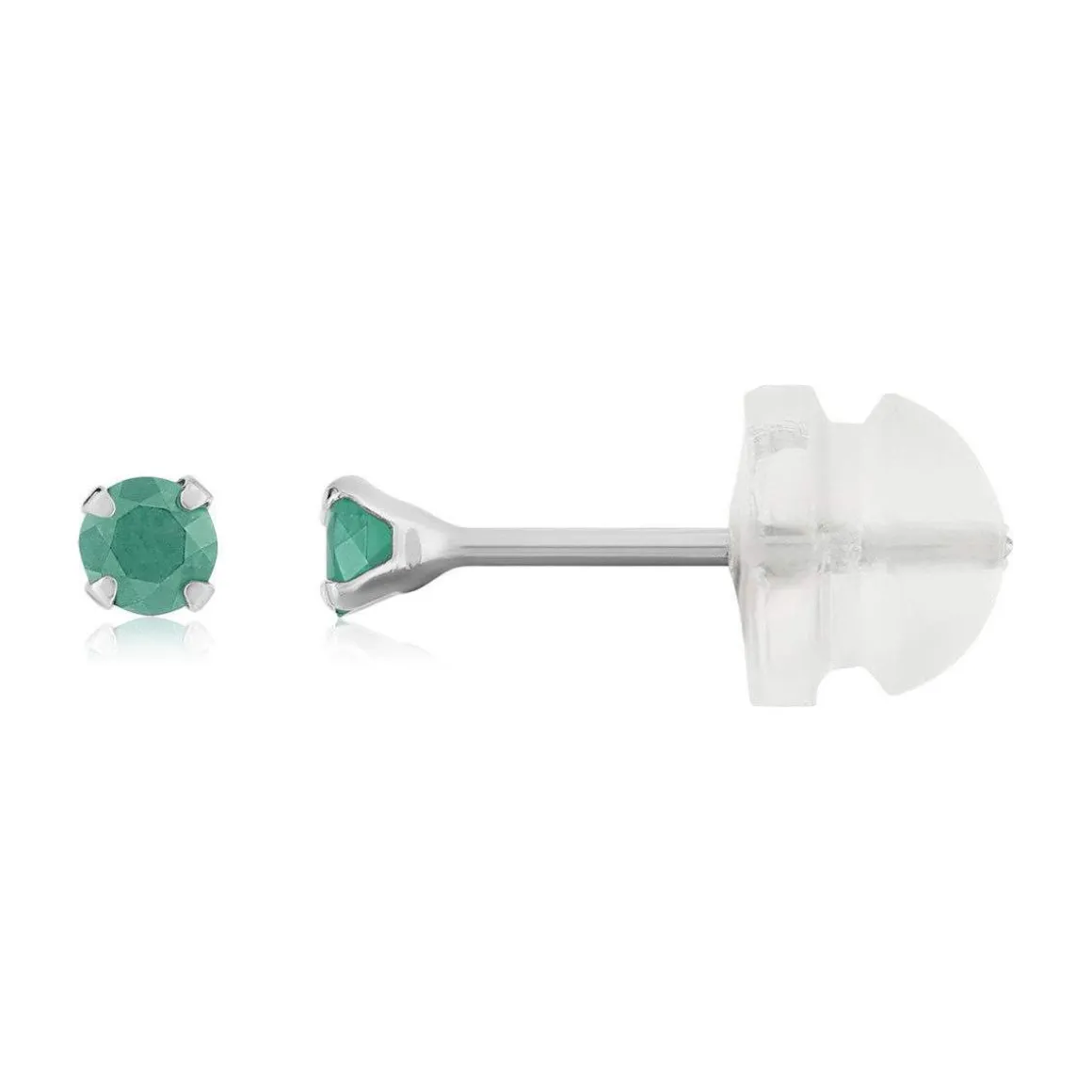 Boucles d'oreilles or 375 blanc émeraudes 0.14 carat