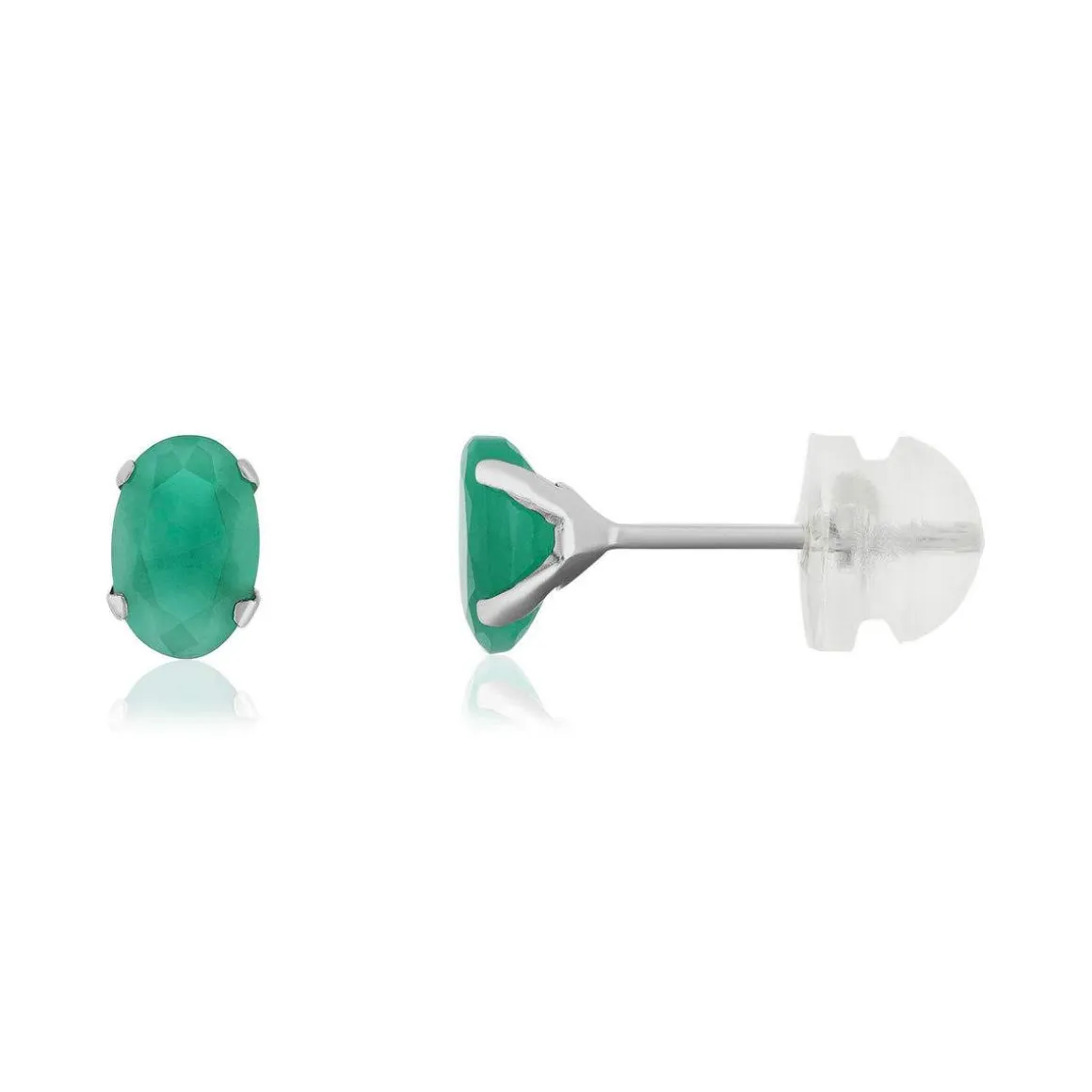 Boucles d'oreilles or 375 blanc émeraudes 1.1 carat